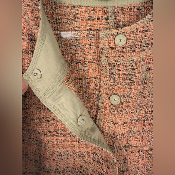 J Jill tweed jacket coral and pink tones with snap front size XS preowned - Picture 8 of 11